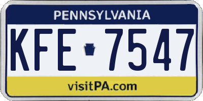 PA license plate KFE7547