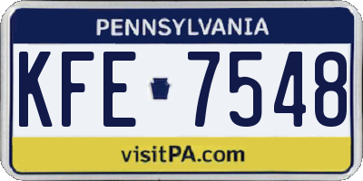 PA license plate KFE7548