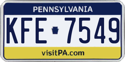 PA license plate KFE7549