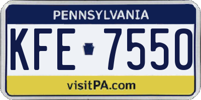 PA license plate KFE7550