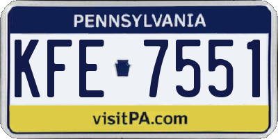 PA license plate KFE7551