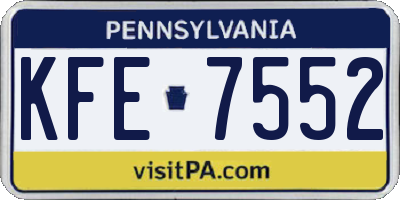 PA license plate KFE7552