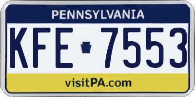 PA license plate KFE7553