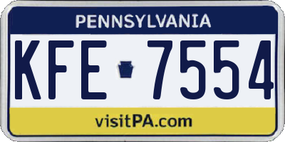 PA license plate KFE7554