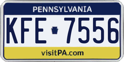 PA license plate KFE7556