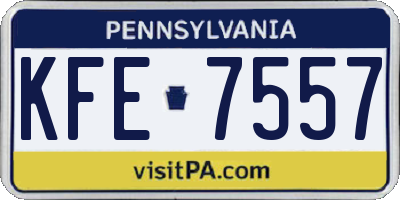 PA license plate KFE7557