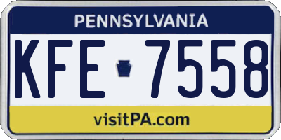 PA license plate KFE7558