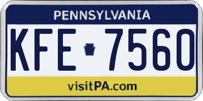 PA license plate KFE7560