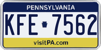 PA license plate KFE7562