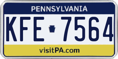 PA license plate KFE7564
