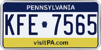 PA license plate KFE7565