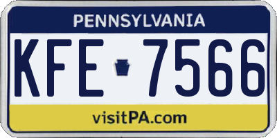 PA license plate KFE7566