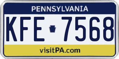 PA license plate KFE7568
