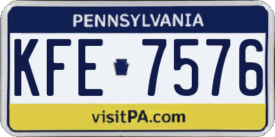 PA license plate KFE7576