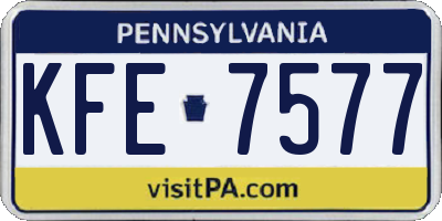 PA license plate KFE7577