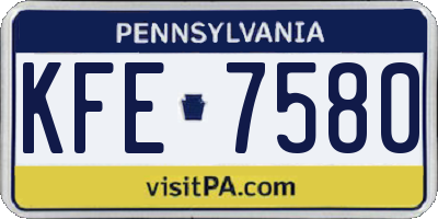 PA license plate KFE7580