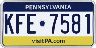 PA license plate KFE7581