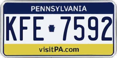 PA license plate KFE7592