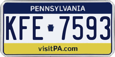 PA license plate KFE7593