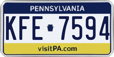 PA license plate KFE7594