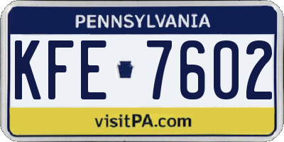 PA license plate KFE7602