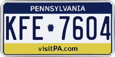 PA license plate KFE7604