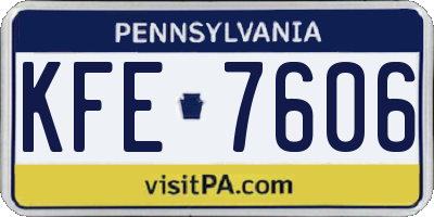 PA license plate KFE7606