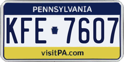 PA license plate KFE7607