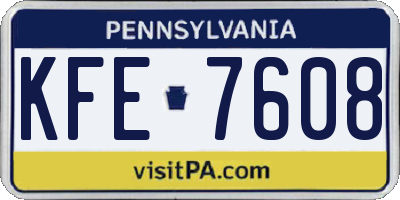 PA license plate KFE7608