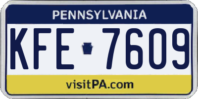 PA license plate KFE7609