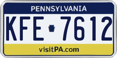 PA license plate KFE7612
