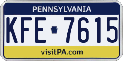 PA license plate KFE7615