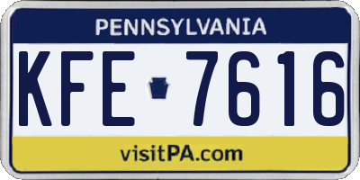 PA license plate KFE7616