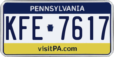 PA license plate KFE7617
