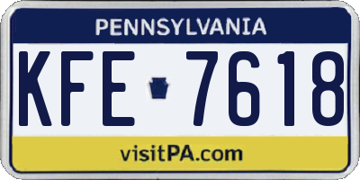 PA license plate KFE7618