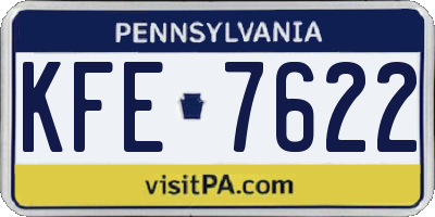 PA license plate KFE7622