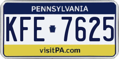PA license plate KFE7625