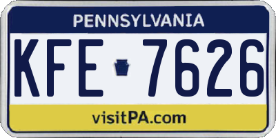 PA license plate KFE7626