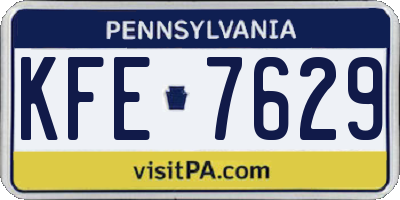 PA license plate KFE7629