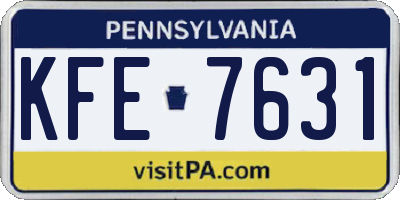 PA license plate KFE7631