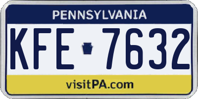 PA license plate KFE7632