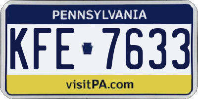 PA license plate KFE7633
