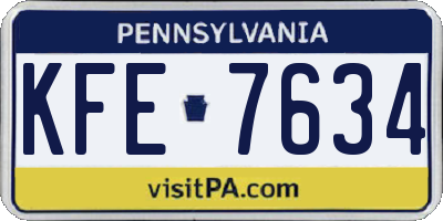 PA license plate KFE7634
