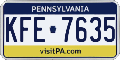 PA license plate KFE7635