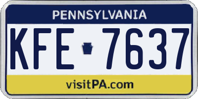 PA license plate KFE7637