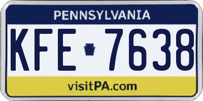 PA license plate KFE7638