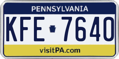 PA license plate KFE7640