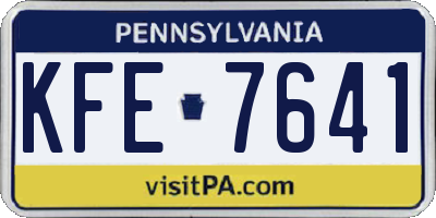 PA license plate KFE7641