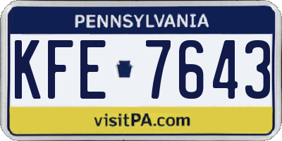 PA license plate KFE7643