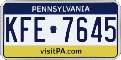 PA license plate KFE7645